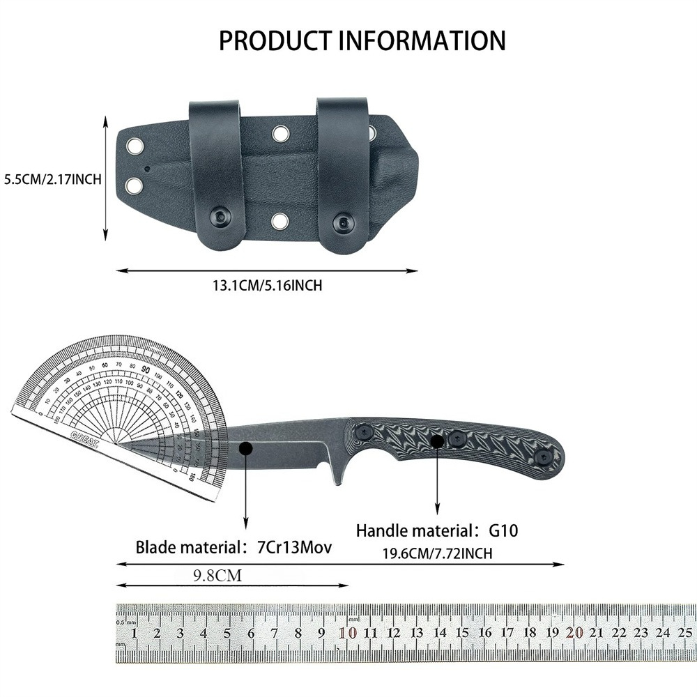 Edc Carry Fixed Blade Knife - Tam Tang Sabit Bıçaklı Bıçaklar 7Cr13MoV