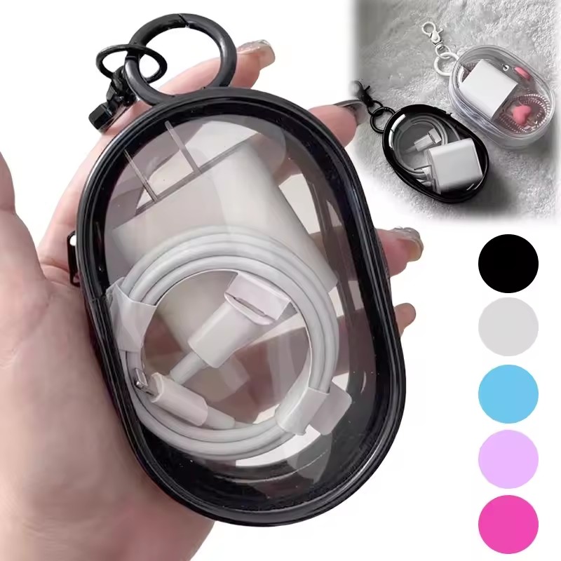 Cable Winder Keychain - Çok Fonksiyonlu Şeffaf Veri Kablosu Düzenleyici